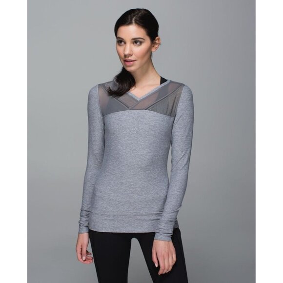 Lululemon Just Breathe Long Sleeve Top in Heathered Slate‎ - Picture 1 of 4